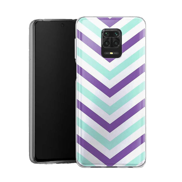 Coque pour Xiaomi Note 9 Chevrons Azteque Violet | Housse Silicone, Etui Antichoc / Tribal